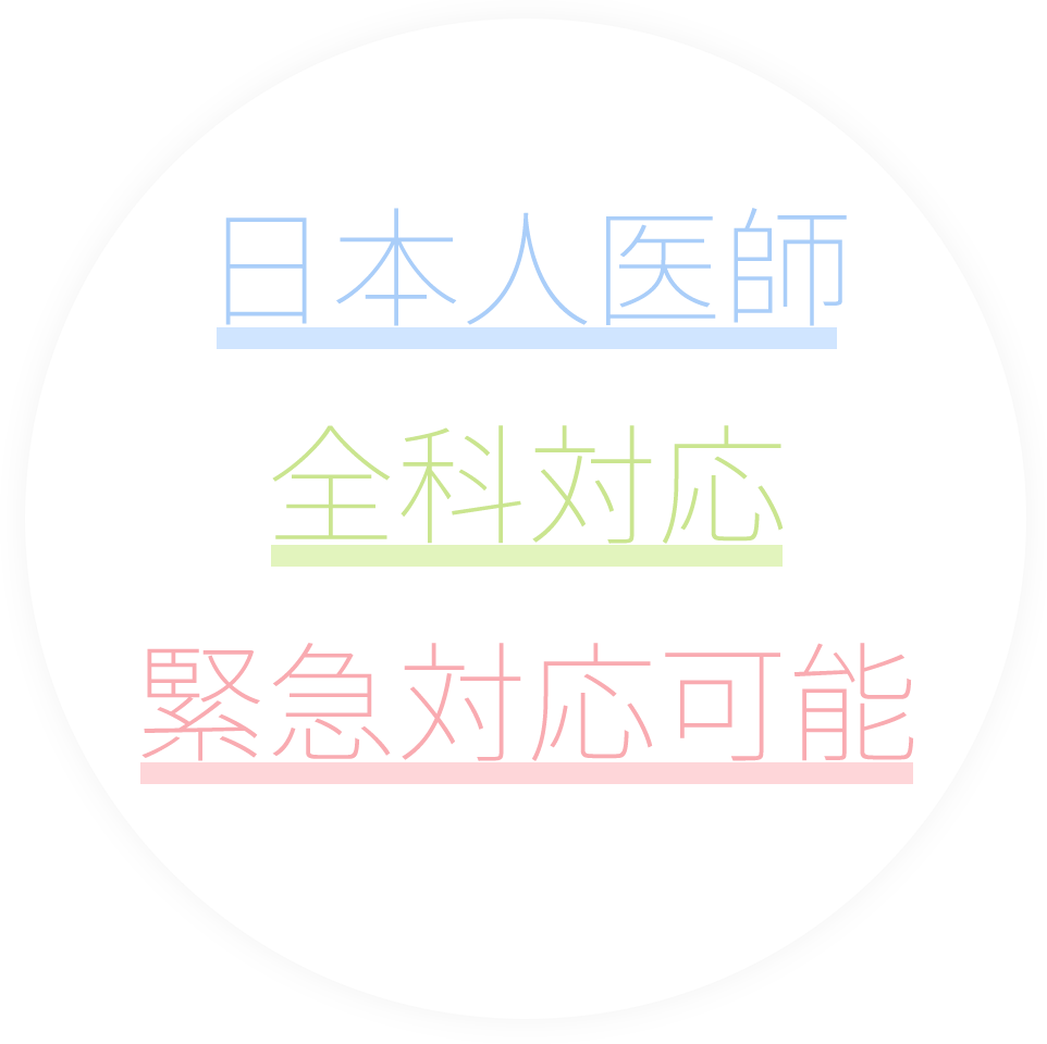 日本人医師、全科対応、緊急対応可能